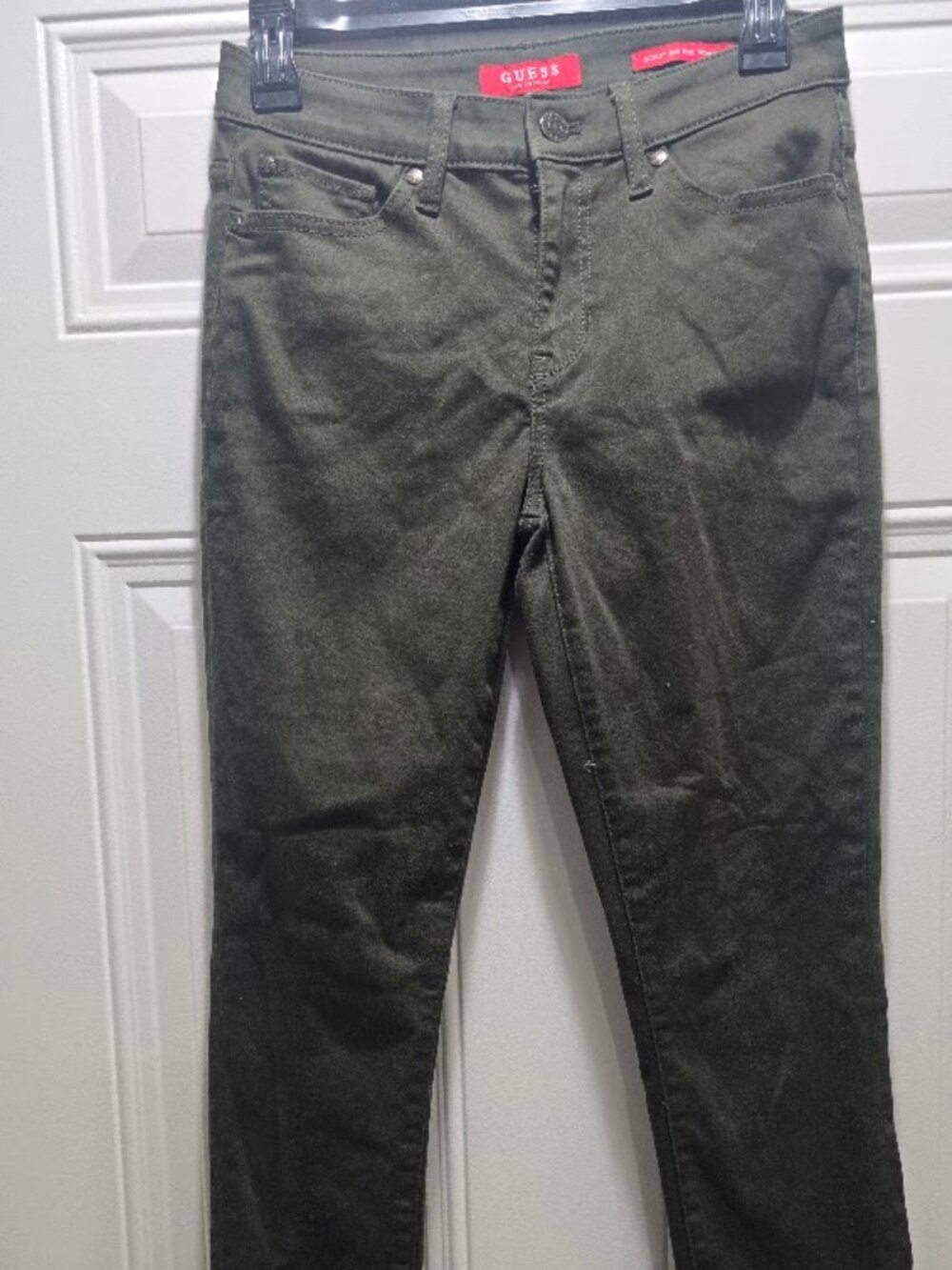 GUESS Womens Sculpt Mid Rise Skinny Jeans Size 27 Olive Green Stretch Pants